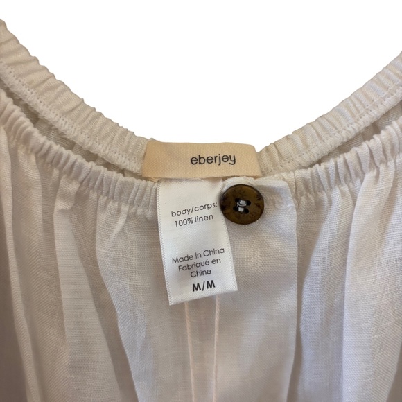 NWT Eberjey 100% Linen Harper Button Front Midi Dress White M - Picture 8 of 10